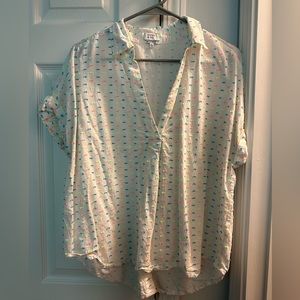 White blouse with multi color dots